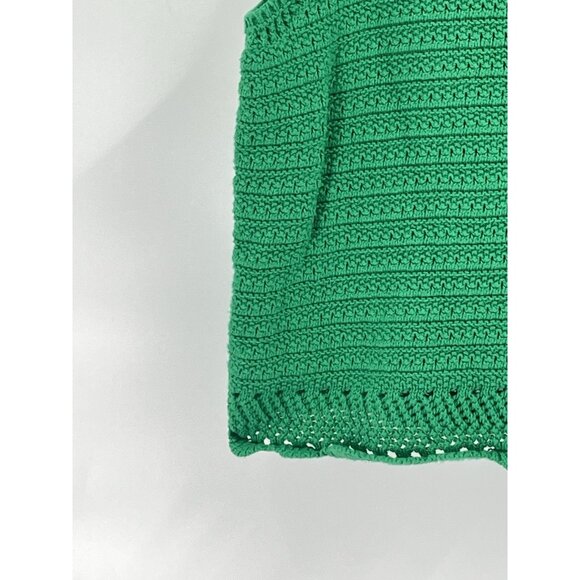J Crew Kelly Green Knit Sleeveless Sweater Top Sz Large CAD87 Preppy Old Money - Picture 2 of 6